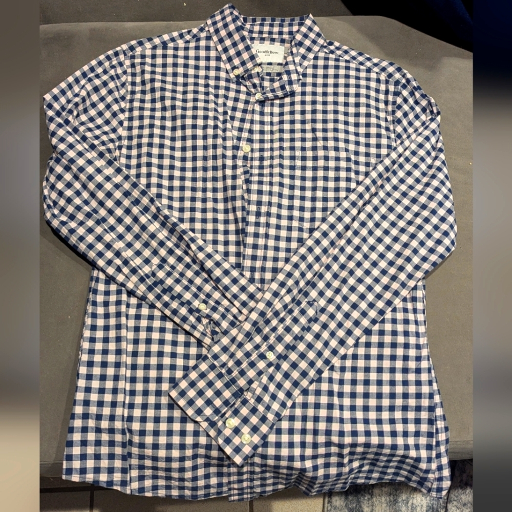Goodfellow Slim fit Men's Blue and Light Pink Checkered Shirt